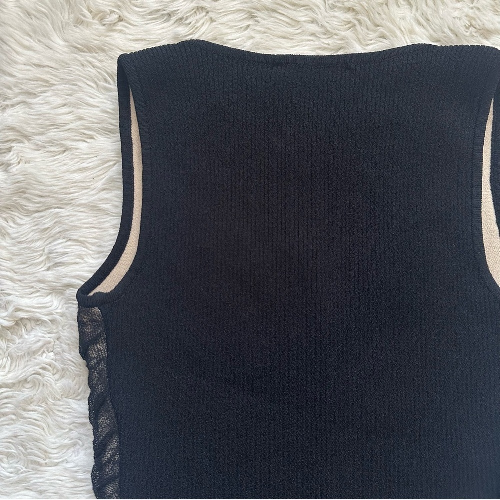 Bruno Manetti Top Sleeveless Tank Ruched Lace Up Front Black IT 44 Sz M - Picture 5 of 12